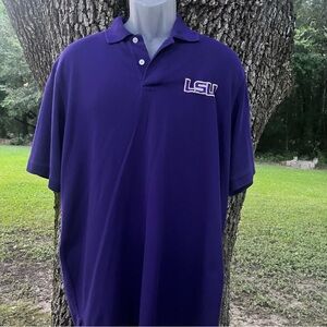 GOLD LABEL LSU COLLEGE FOOTBALL TIGERS XL EMBROIDERED SHORT SLEEVE POLO SHIRT